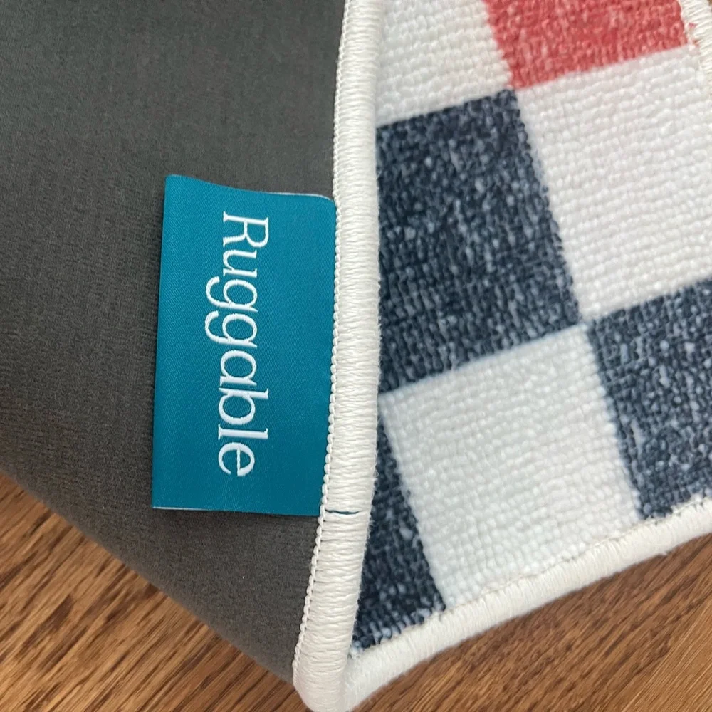 Brand NEW Ruggable Bain Checkered Multicolor Bath Mat COVER ONLY NO PAD 22”x32”